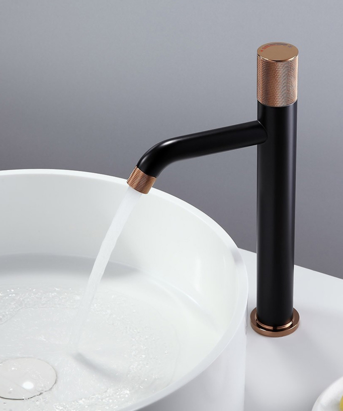 Design Waschtischarmatur Schwarz und Roségold - Leros