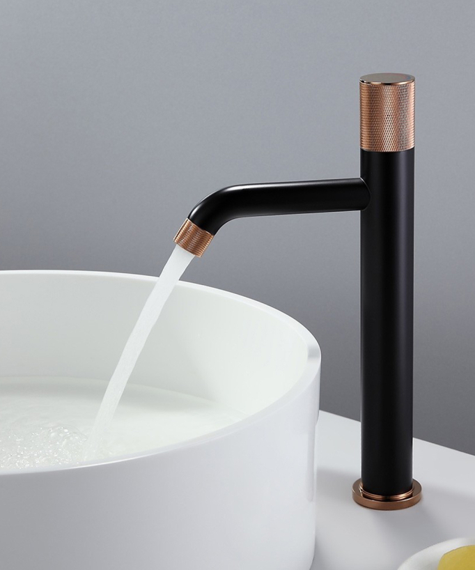 Design Waschtischarmatur Schwarz und Roségold - Leros