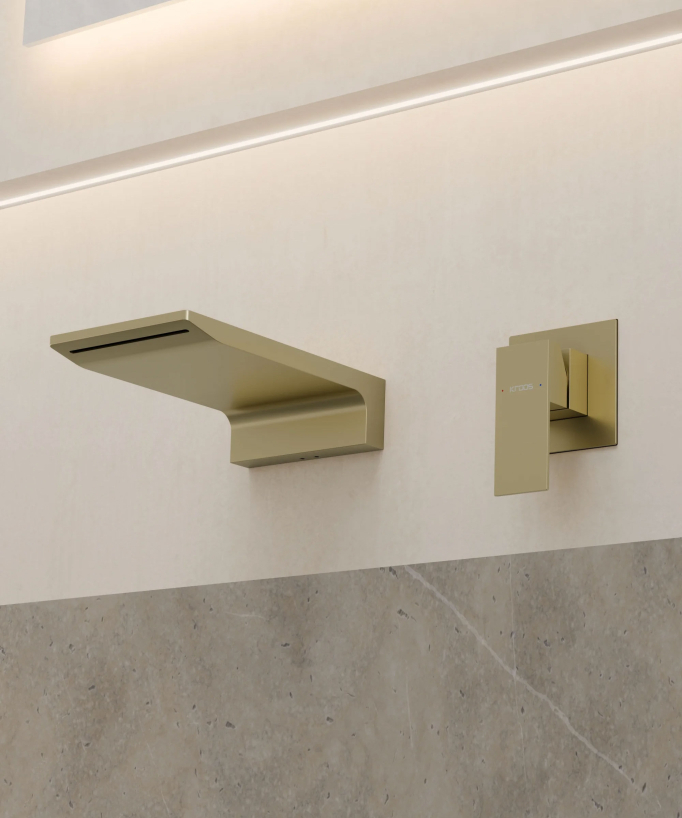 Wand-Waschtischarmatur Wasserfall Gebürstetes Gold - Thilia