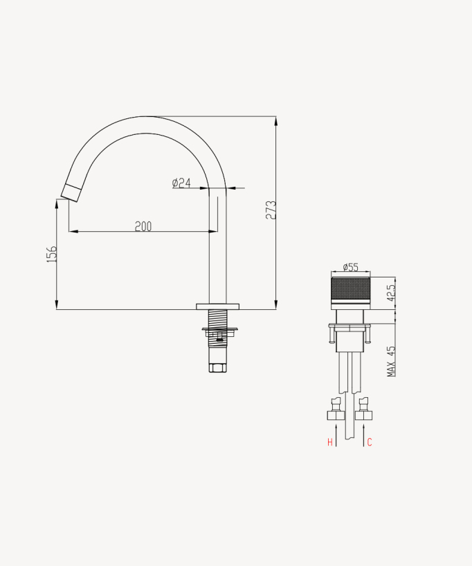 2-Loch Waschtischarmatur ohne Mengenregulierung - Leros