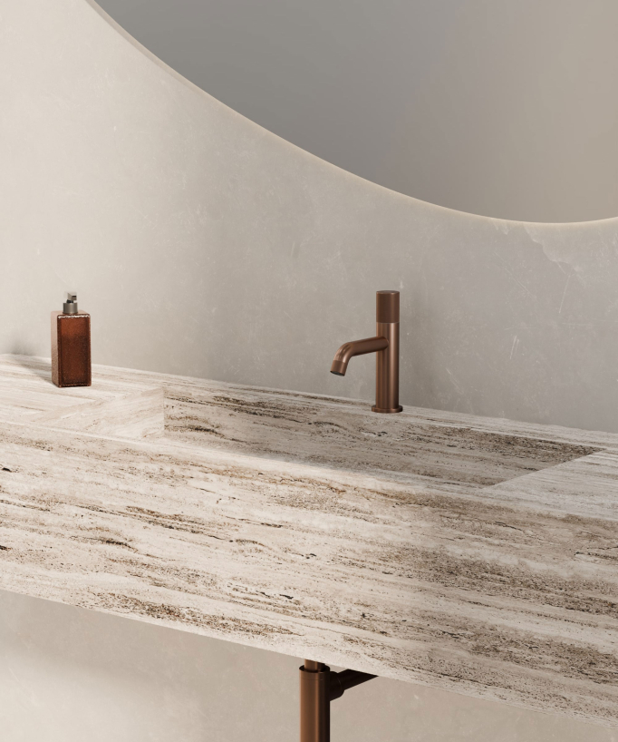 Design Waschtischarmatur gebürstetes Roségold - Leros