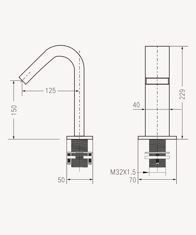Sensor-Waschtischarmatur, Kaltwasser, chrom – Fiumina