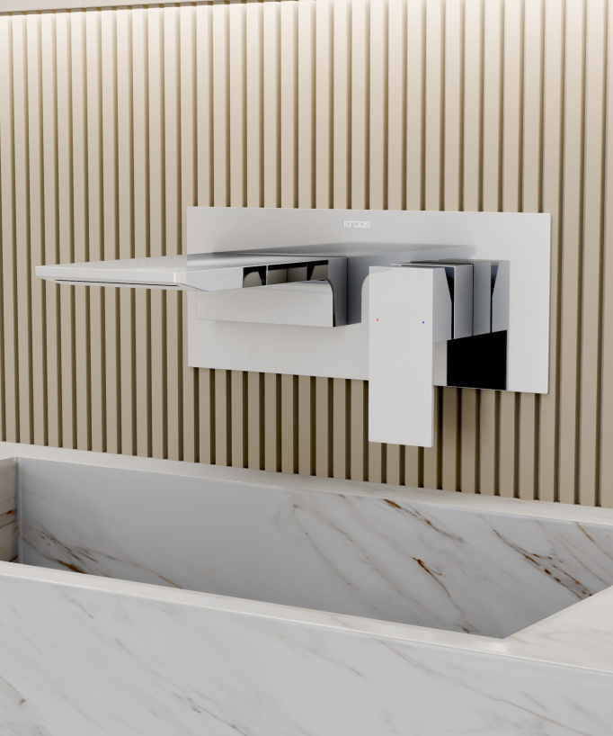Wand-Waschtischarmatur Wasserfall Chrom – Thilia