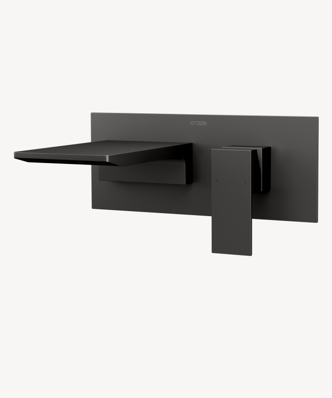 Wand-Waschtischarmatur mit Kaskadenauslauf Gunmetal - Thilia