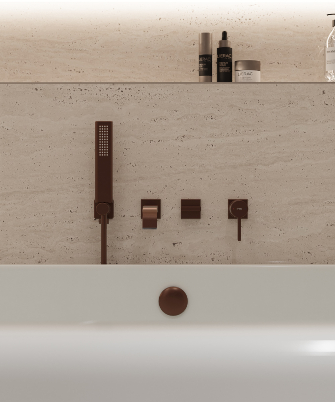 Unterputz-Badewannenarmatur Roségold gebürstet – Fiumina