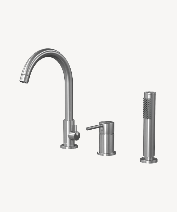 3-Loch-Wannenarmatur zur Wannenrandmontage, gebürstetes Nickel – Corbeau