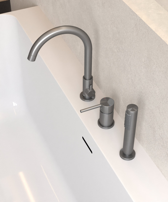 Wannenrandarmatur 3-Loch Gunmetal – Corbeau