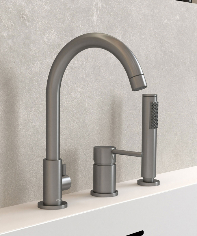Wannenrandarmatur 3-Loch Gunmetal – Corbeau