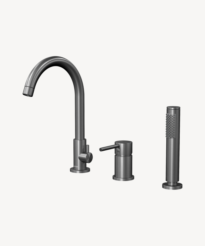 Wannenrandarmatur 3-Loch Gunmetal – Corbeau
