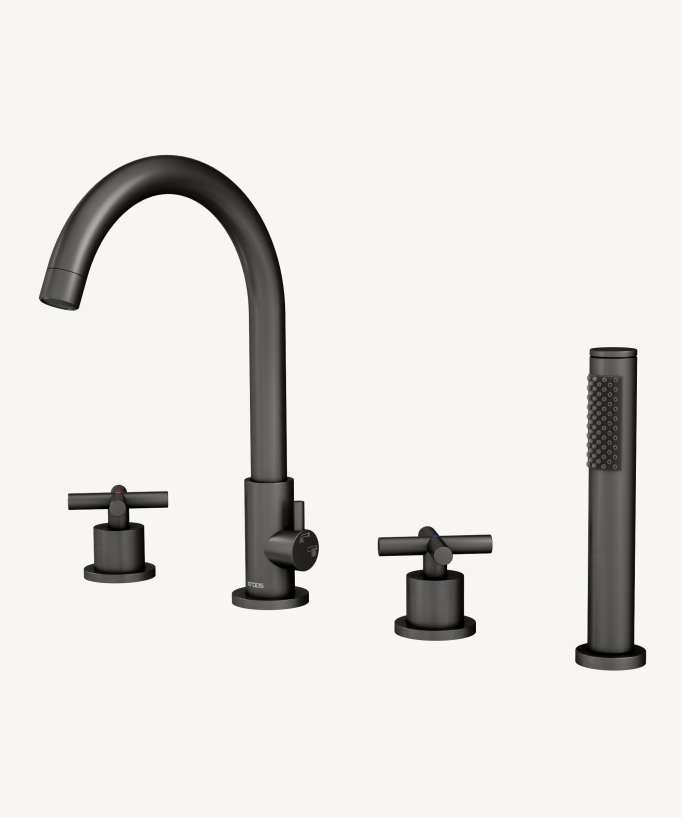 4-Loch-Wannenrandarmatur Gunmetal – Corbeau