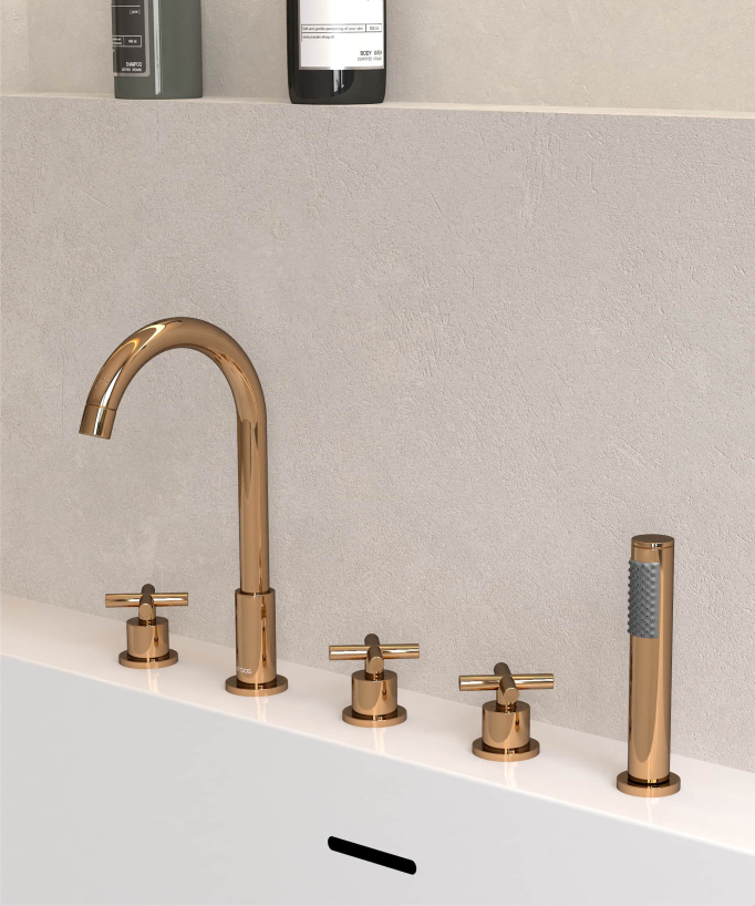 5-Loch-Wannenrandarmatur Rosegold - Corbeau