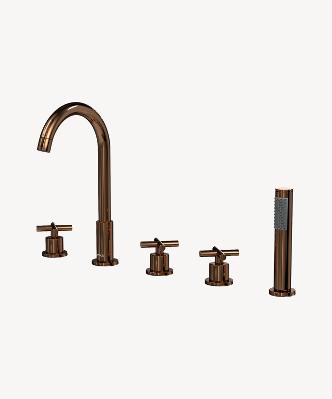 5-Loch-Wannenrandarmatur Rosegold - Corbeau