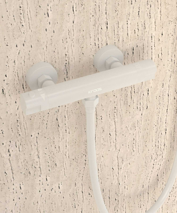 Thermostat Duscharmatur Wandmontage Weiß - Corbeau