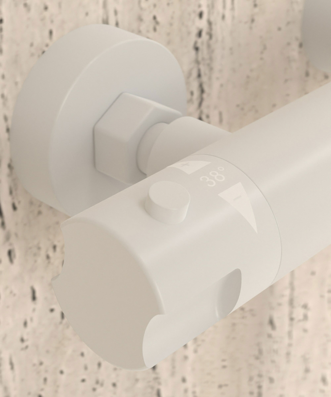 Thermostat Duscharmatur Wandmontage Weiß - Corbeau