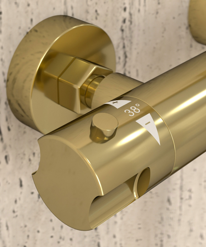 Thermostat-Duscharmatur Wandmontage Gold - Corbeau