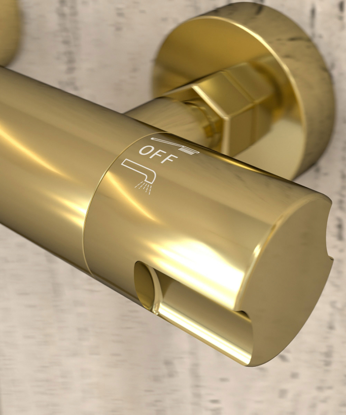Thermostat-Duscharmatur Wandmontage Gold - Corbeau