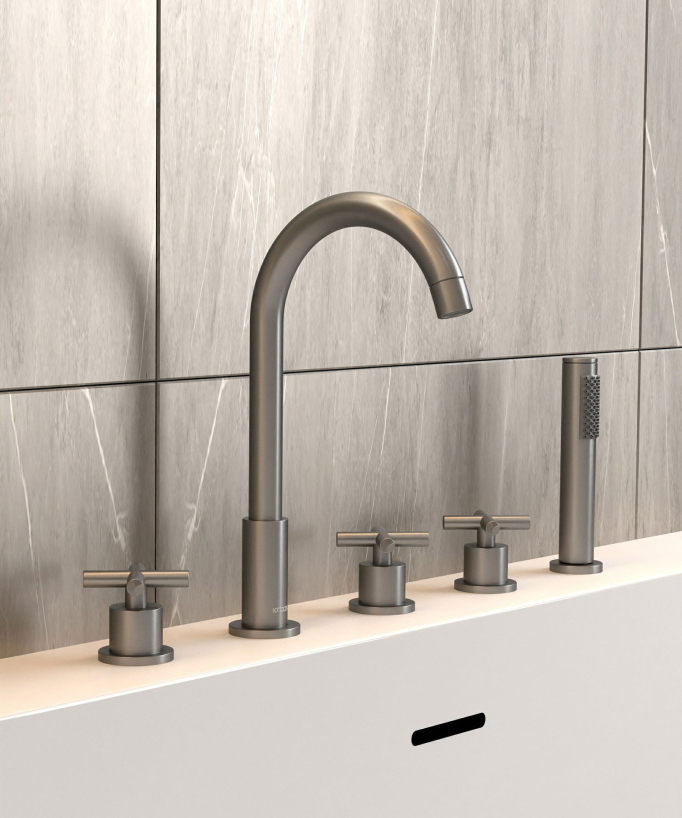 5-Loch Wannenrandarmatur Gunmetal - Corbeau