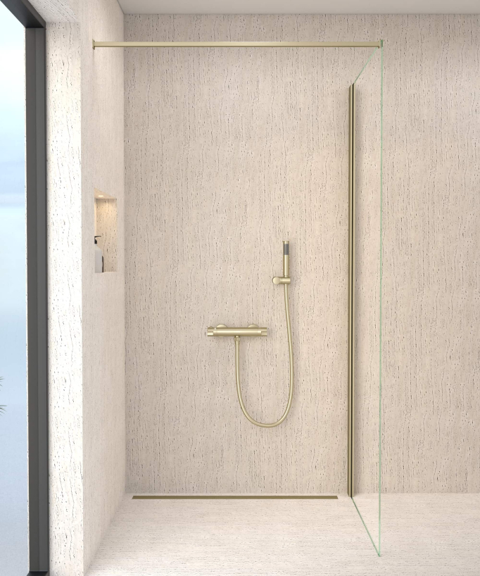 Wand-Thermostat-Duscharmatur gebürstetes Gold - Corbeau