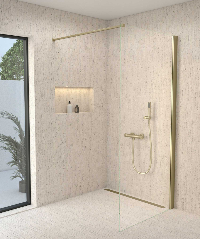 Wand-Thermostat-Duscharmatur gebürstetes Gold - Corbeau
