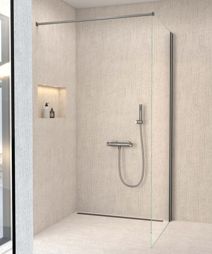 Thermostat-Duscharmatur zur Wandmontage Gunmetal - Corbeau