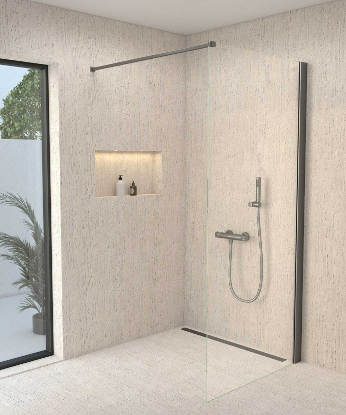 Thermostat-Duscharmatur zur Wandmontage Gunmetal - Corbeau