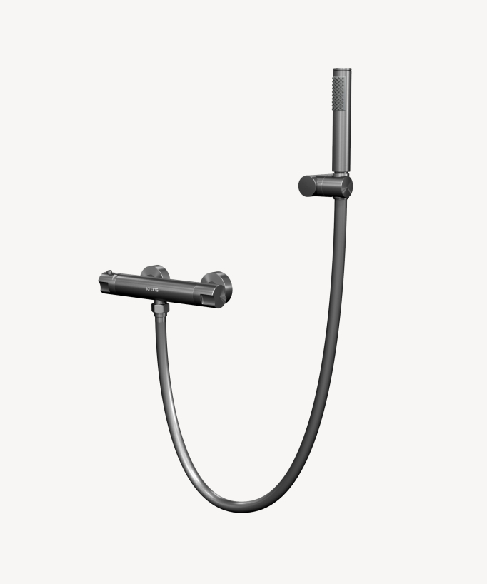 Thermostat-Duscharmatur zur Wandmontage Gunmetal - Corbeau