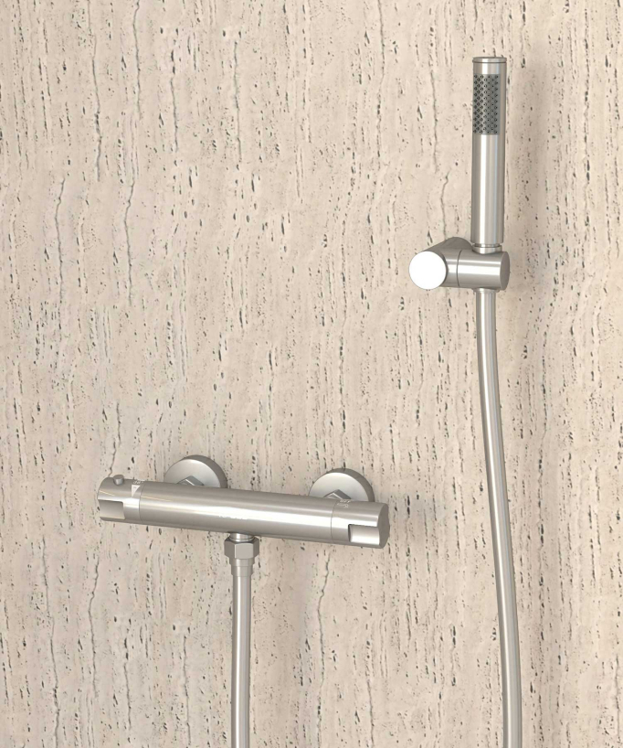 Thermostat-Duscharmatur zur Wandmontage gebürstetes Nickel – Corbeau