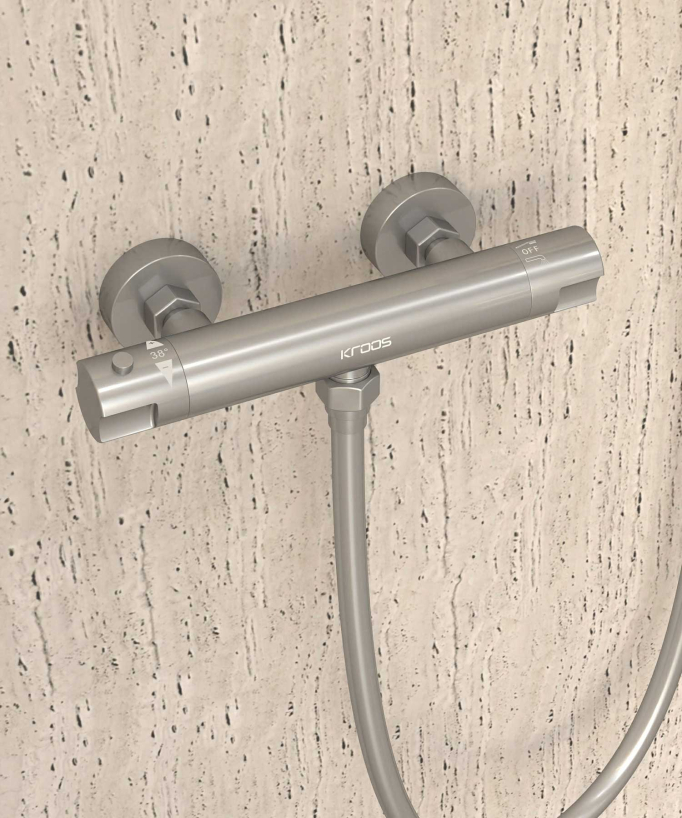 Thermostat-Duscharmatur zur Wandmontage gebürstetes Nickel – Corbeau