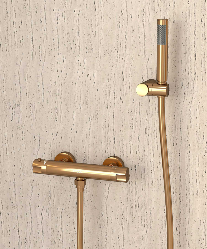 Thermostat-Duscharmatur Wandmontage Roségold - Corbeau