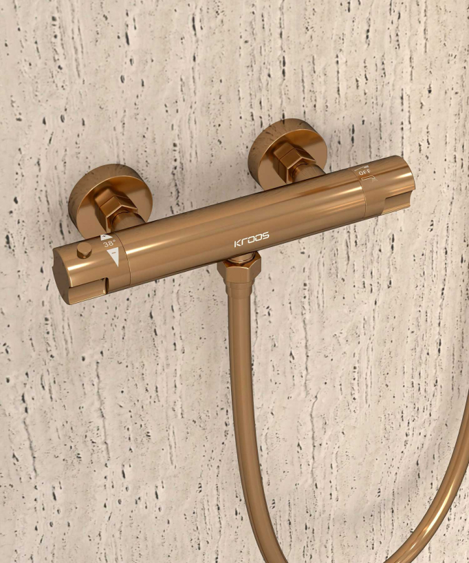 Thermostat-Duscharmatur Wandmontage Roségold - Corbeau