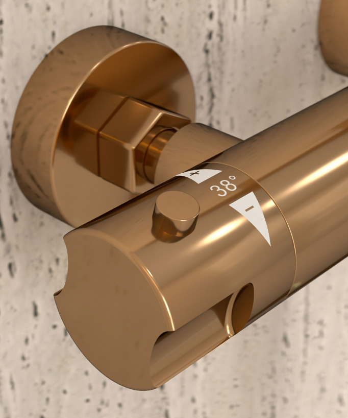 Thermostat-Duscharmatur Wandmontage Roségold - Corbeau