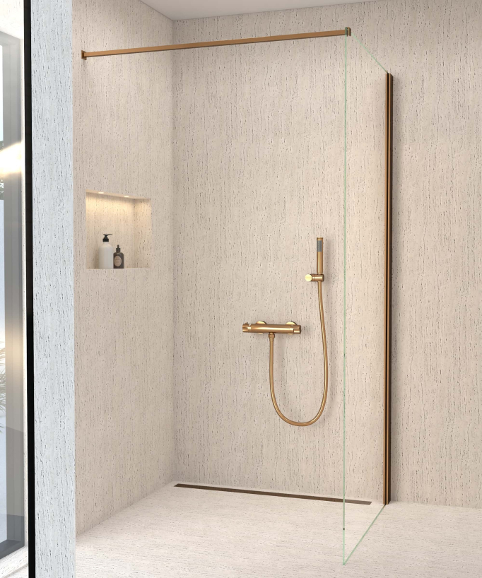 Thermostat-Duscharmatur Wandmontage Roségold - Corbeau