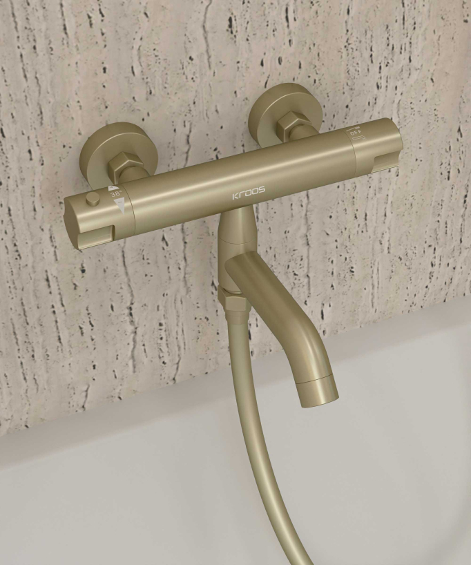 Wand-Thermostat Wannenarmatur Gebürstetes Gold - Corbeau
