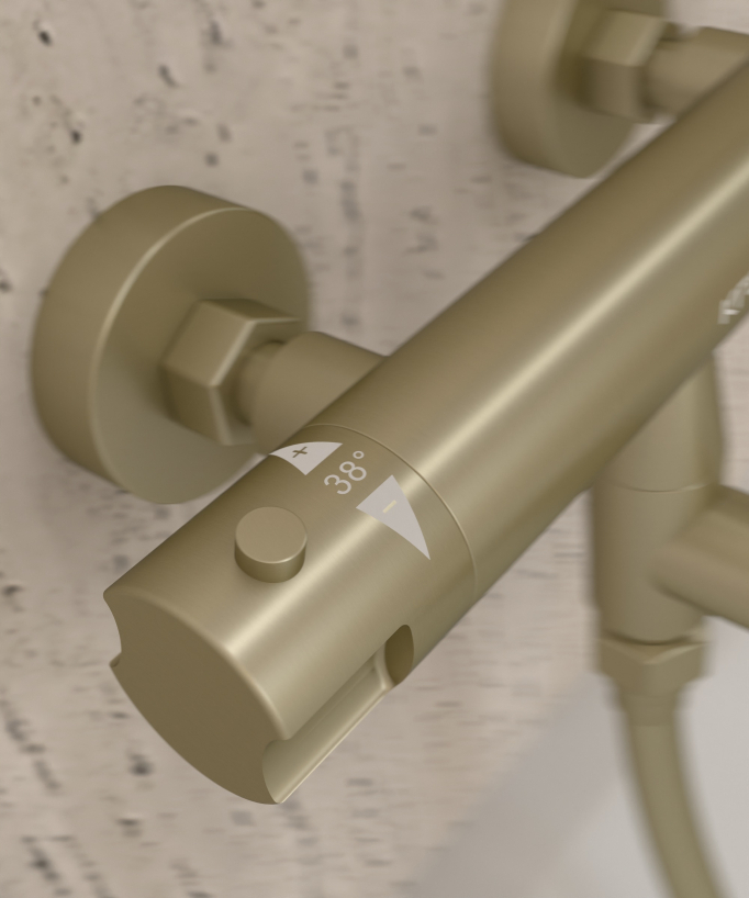Wand-Thermostat Wannenarmatur Gebürstetes Gold - Corbeau