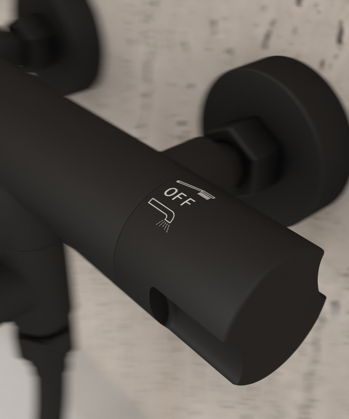 Wand-Thermostat-Badewannenarmatur Schwarz - Corbeau