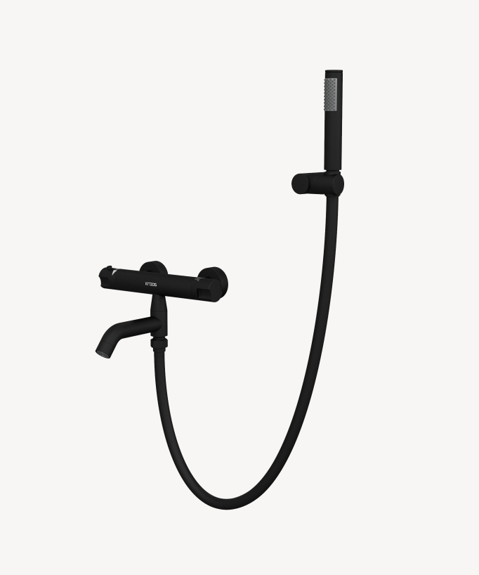 Wand-Thermostat-Badewannenarmatur Schwarz - Corbeau