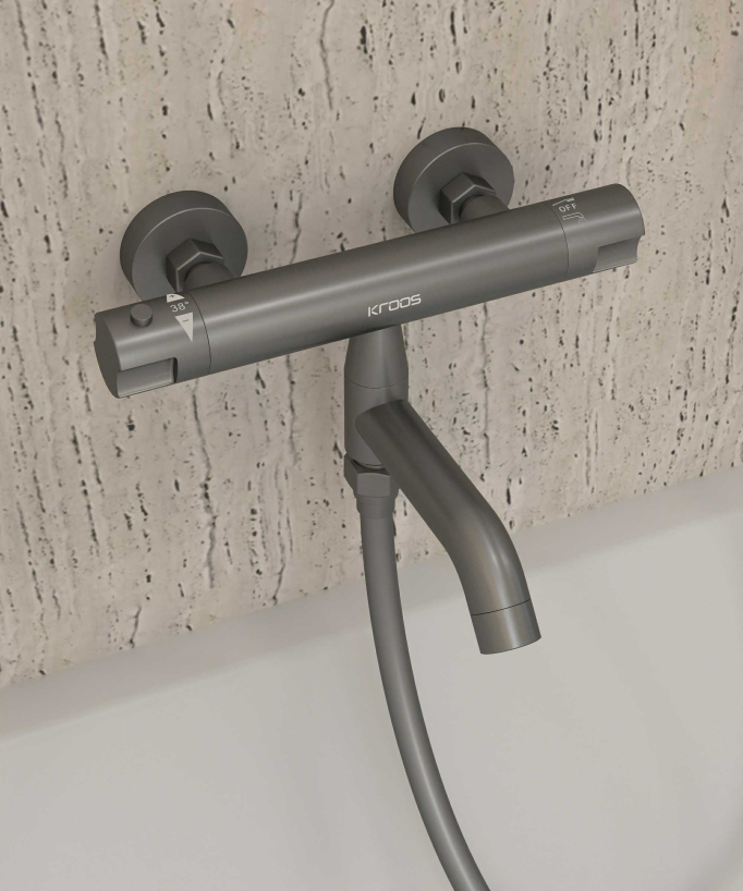 Thermostat-Wannenarmatur Aufputz Gun Metal – Corbeau