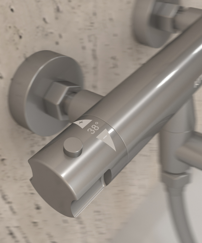 Wand-Thermostat-Badewannenarmatur Nickel gebürstet - Corbeau