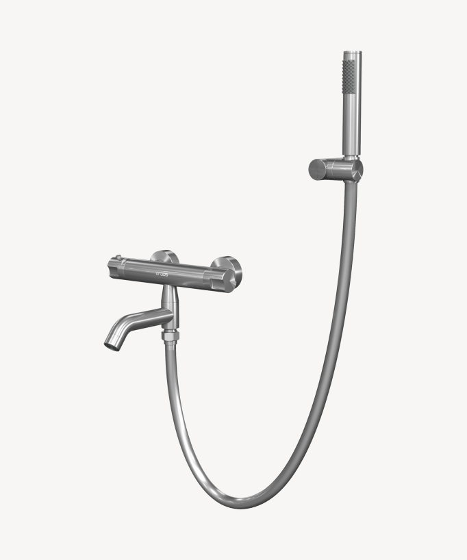 Wand-Thermostat-Badewannenarmatur Nickel gebürstet - Corbeau