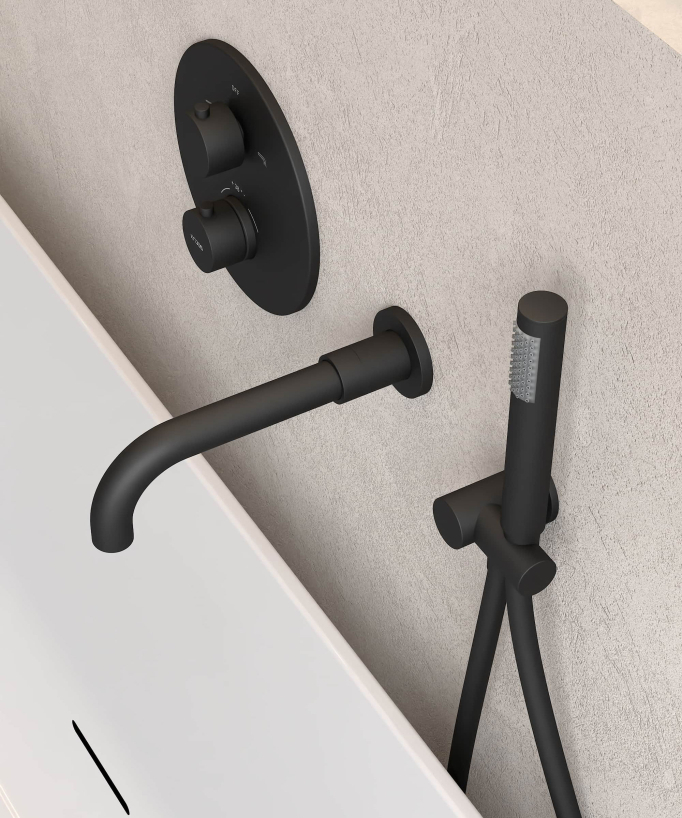 Unterputz-Thermostat Wannenarmatur Schwarz – Corbeau