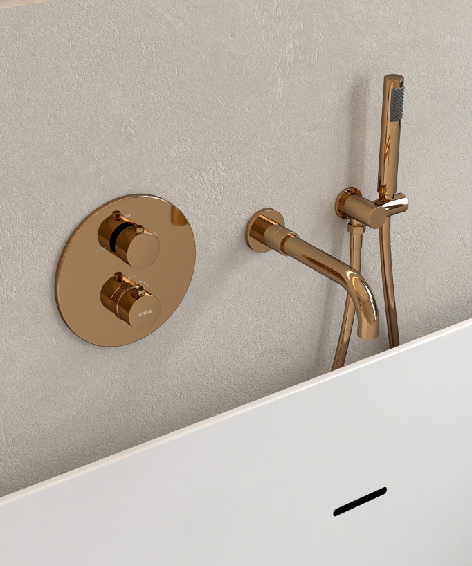 Unterputz-Badewannen-Thermostatarmatur Rosegold – Corbeau