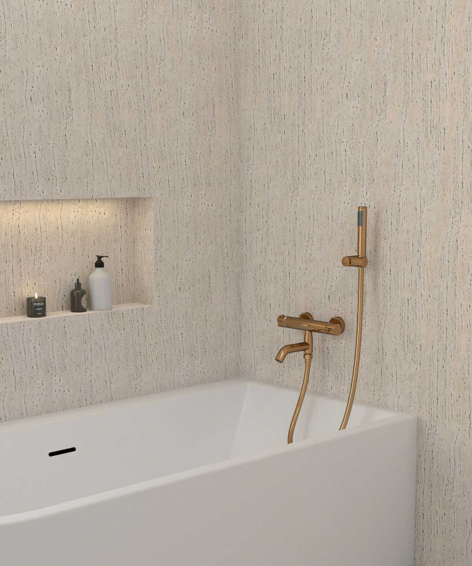 Wand-Thermostat-Badewannenarmatur Roségold - Corbeau
