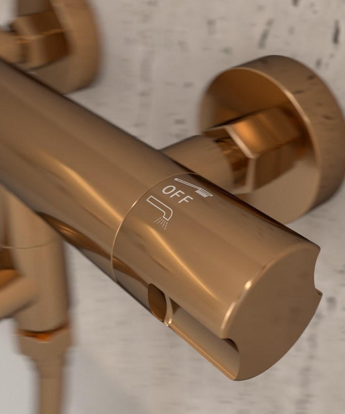 Wand-Thermostat-Badewannenarmatur Roségold - Corbeau