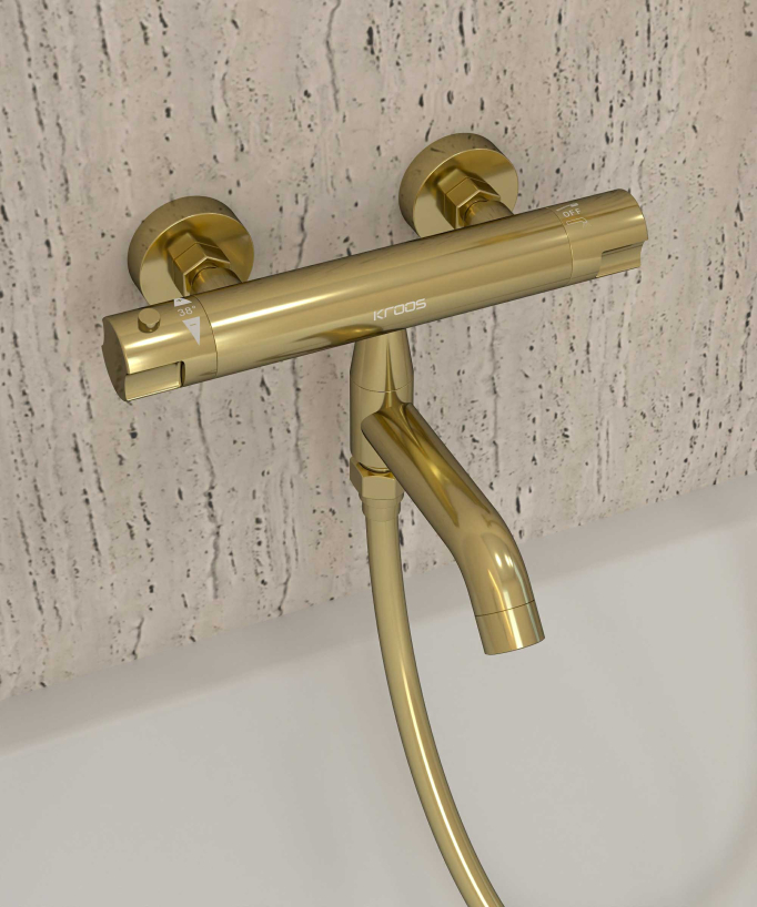 Wand-Thermostat-Badewannenarmatur Gold - Corbeau
