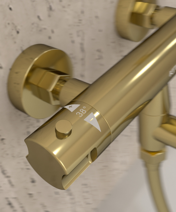 Wand-Thermostat-Badewannenarmatur Gold - Corbeau