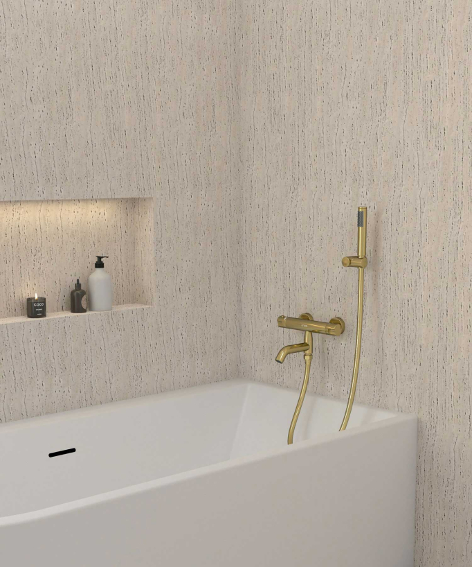 Wand-Thermostat-Badewannenarmatur Gold - Corbeau
