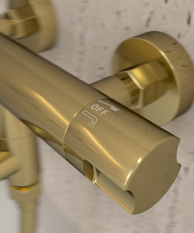 Wand-Thermostat-Badewannenarmatur Gold - Corbeau