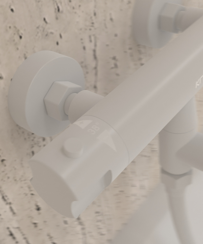 Corbeau Wand-Thermostat-Badewannenarmatur Weiß