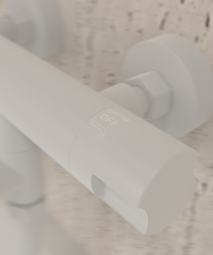 Corbeau Wand-Thermostat-Badewannenarmatur Weiß