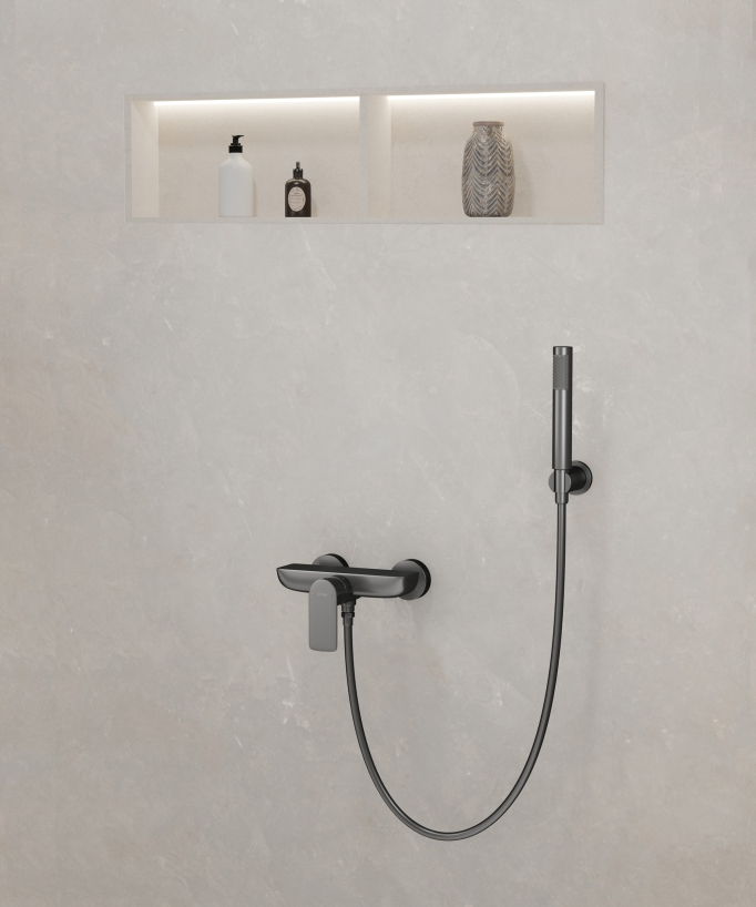 Wand-Duscharmatur Gun Metal Nunki